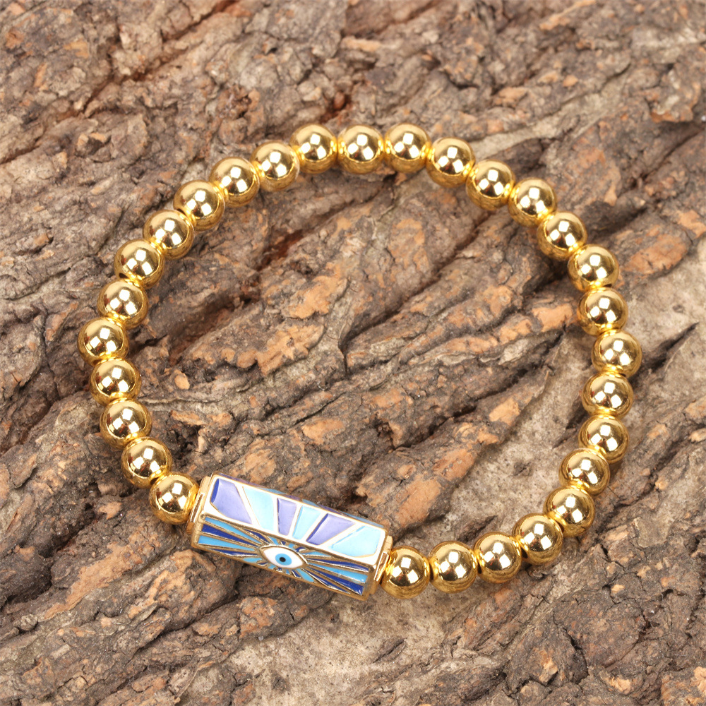 retro eyes of the devil elastic copper-plated real gold bracelet