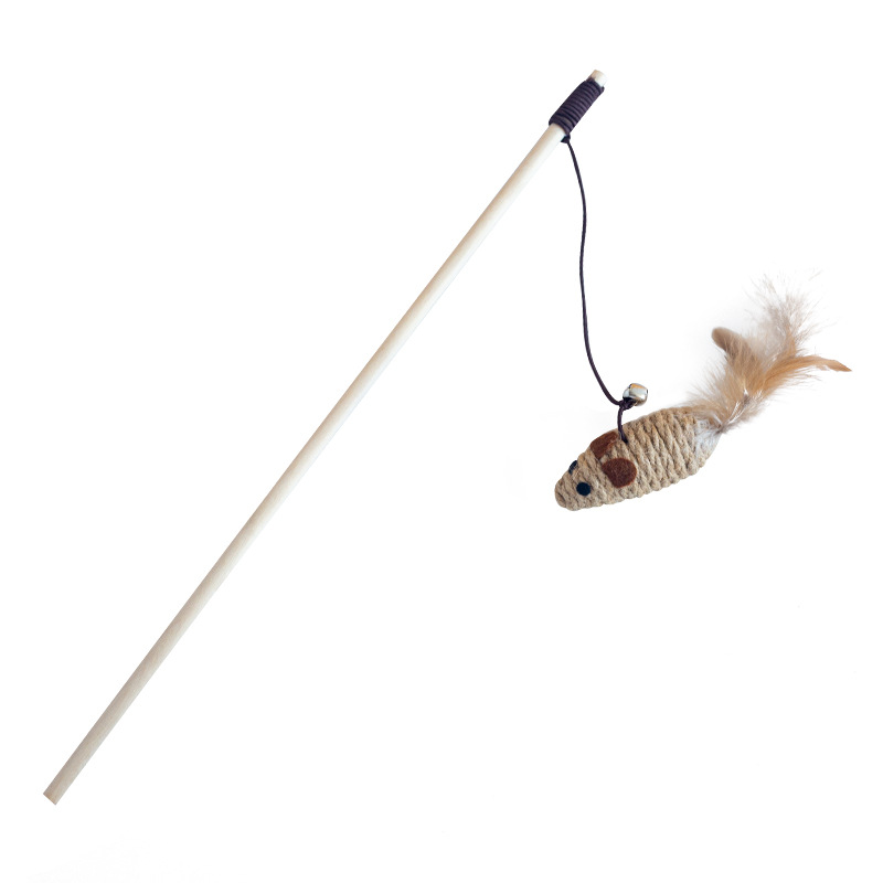 Palo de gato divertido, campana, plumas, sisal, madera maciza, poste de gato divertido, nudo, juguetes para gatos resistentes a morder, suministros para mascotas transfronterizas al por mayor