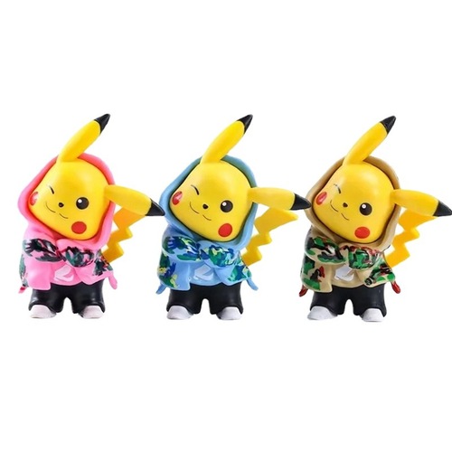Pokemon Pokémon trendy clothing camouflage clothing sitting Pikachu Pokémon anime hand model ornaments