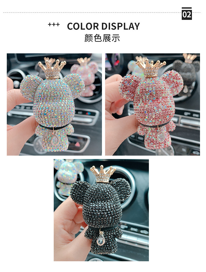 New rhinestone violent bear creative car decoration air outlet car aromatherapy Diamond-embedded car accessories factory wholesale