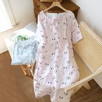 Cotton summer thin pijama, long skirt for elementary school students, dress, with short sleeve, loose fit