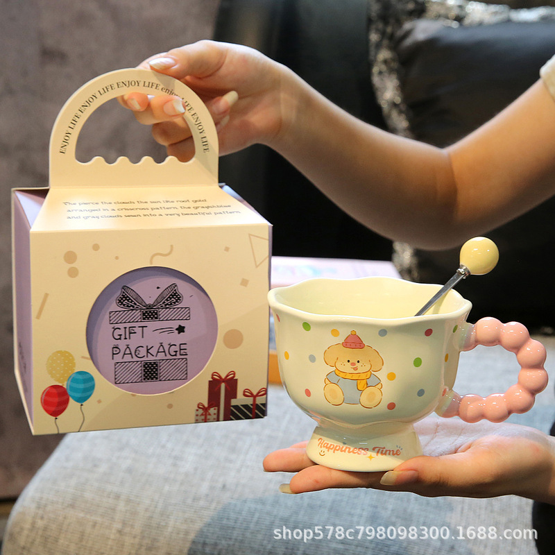 ins风波点小熊陶瓷马克杯高颜值女生杯情侣套装水杯办公室咖啡杯|undefined