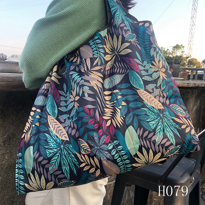 折叠涤纶花色购物袋单肩便携牛津布手提买菜包环保大容量购物袋|undefined