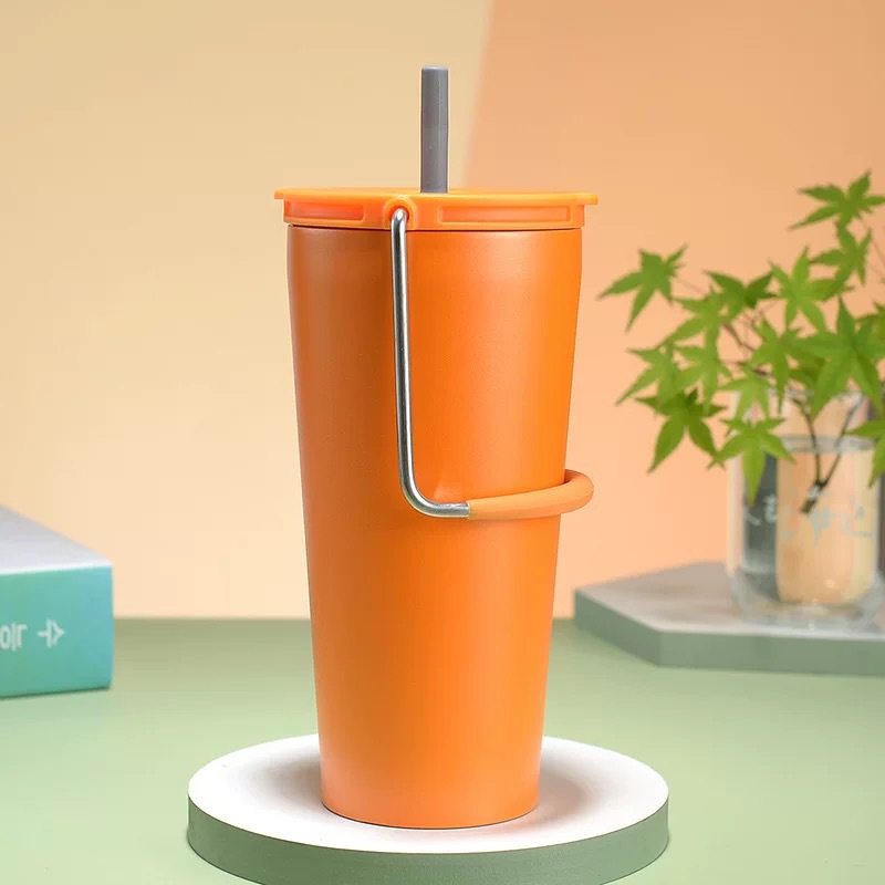 Transfronterizo exclusivo Americano portátil Taza de paja portátil de acero inoxidable del coche de Vacío Termo taza de café taza