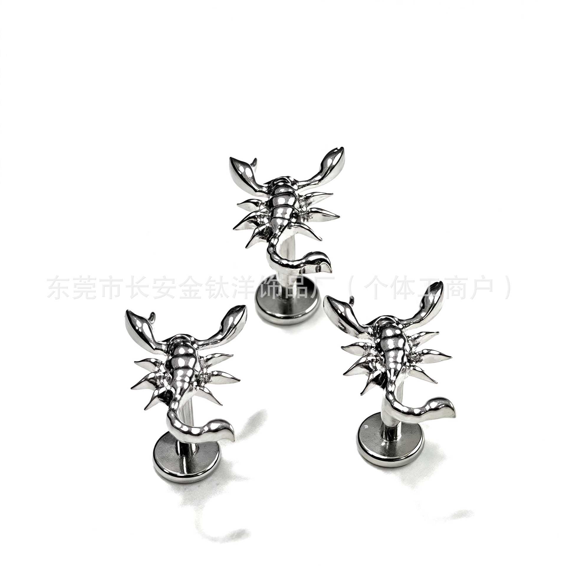 F136 Titanium Glossy Scorpion Earrings Nose Nail Ear Bone Nail Lip Nail G23 Titanium Alloy Body Piercing Jewelry Wholesale detail image 8