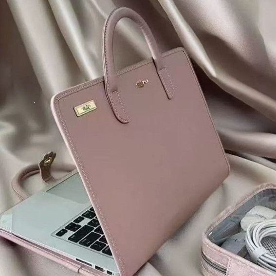 Pink Girly Style Computer Bag and Protective Case for Laptop, Casual Style Synthetic Leather Bag V2