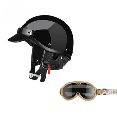 Motosiklet dəbilqələri, Vehicle Pedal Half Helmet Summer - xs-glossy-black-khaki-new-goggles-free-shipping-by-sf-express