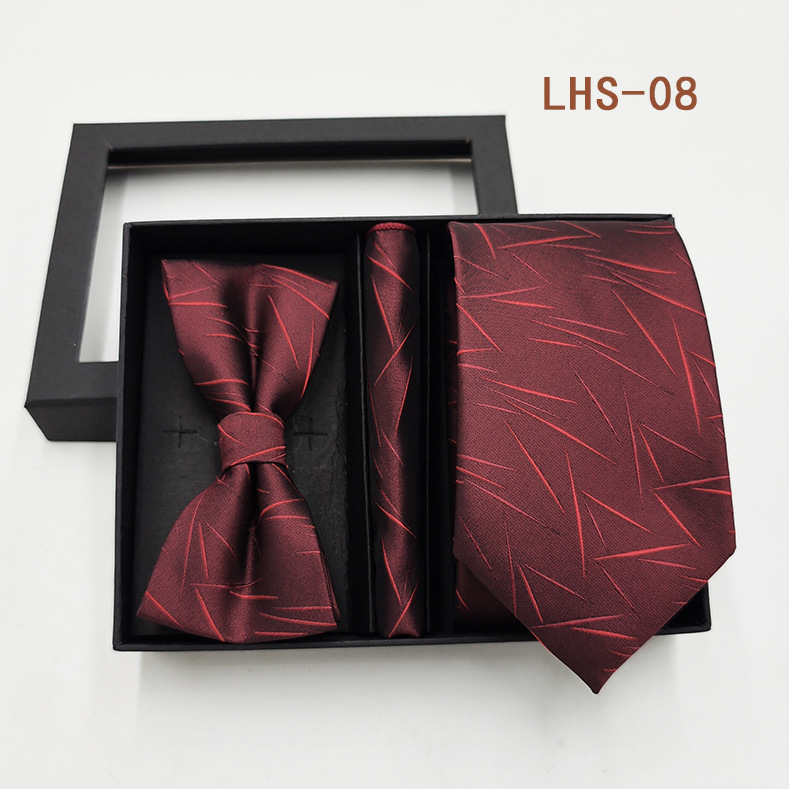 Set di tre pezzi di papillon, fazzoletto e accessori per abito da uomo formale da sposo, confezione regalo_voghion.com