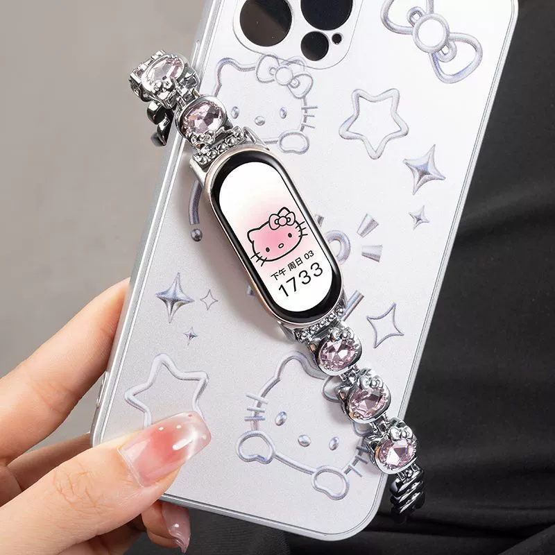 Подходящий ремешок для Katie Cat Flash Diamond Xiaomi Band 9NFC8 Metal New 9pro8 Strap Redmi 54 Huawei 98 наручный браслет
