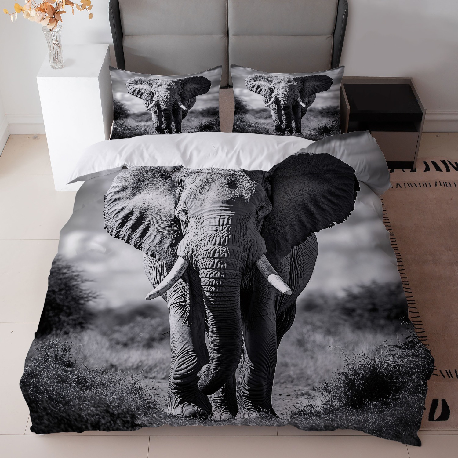 Textil doméstico transfronterizo molienda impresión digital elefante primer plano quilt kit fuente fábrica llevar a cabo tem / JIT