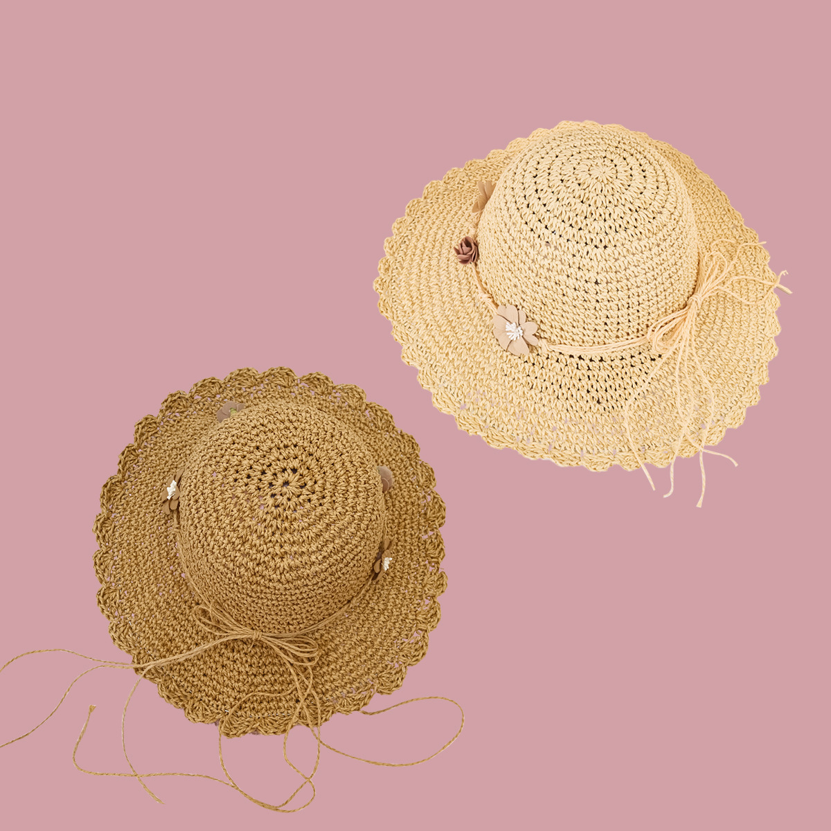 Fashion  Rose Breathable Wide-brimmed Straw Hat display picture 4