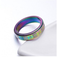 钛钢数字戒指 可转动情侣指环 七彩色饰品 生日
