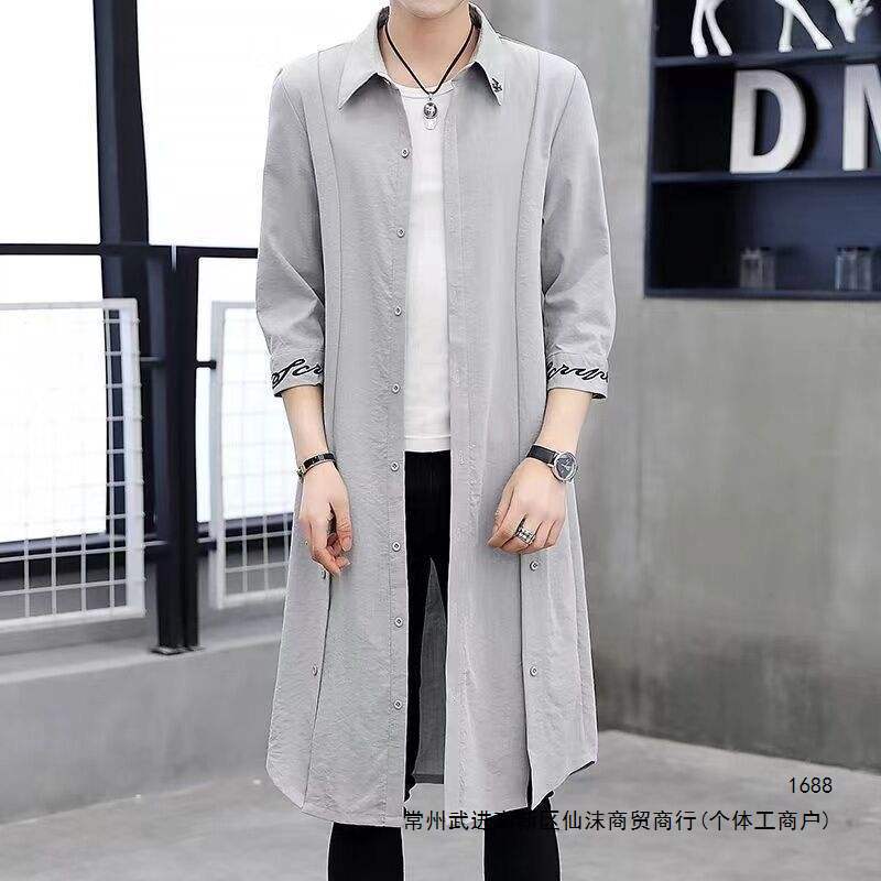 Men's lightweight trench coat, mid-length work jacket, spring and autumn outdoor top, trendy, casual, and stylish outerwear.