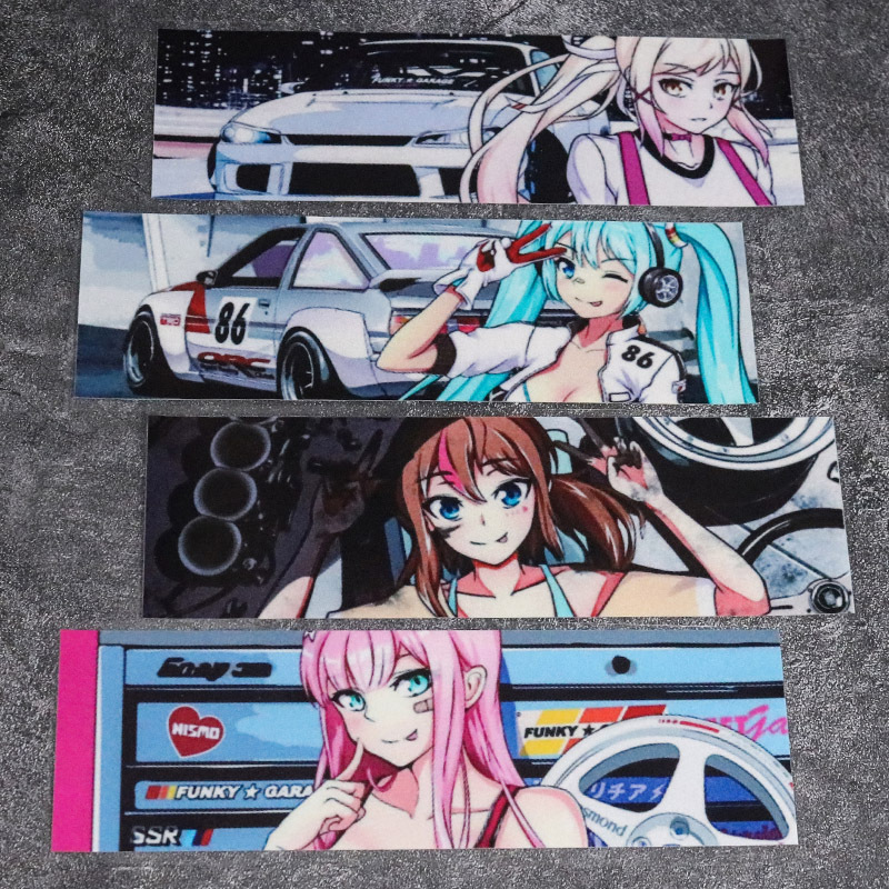 Two-dimensional JDM girl car sticker modified car front car rear window combination sticker scratch blocking animation car sticker decoration Two-dimensional JDM girl car sticker modified car front car rear window combination sticker scratch blocking animation car sticker decoration