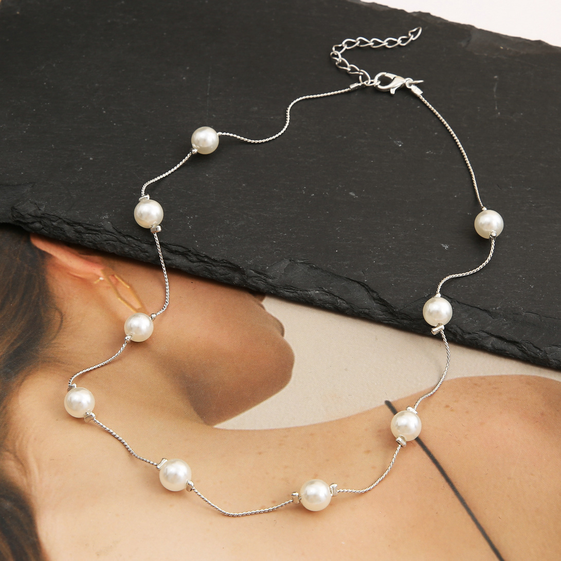 Mode Geometrisch Legierung Metall Künstliche Perlen Frau Halskette display picture 2