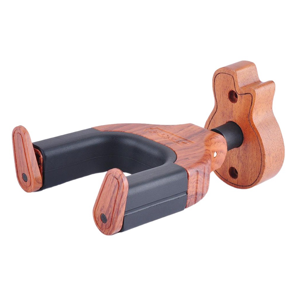 Punk Amazon suministro guitarra autoblocante gancho de madera maciza forma de la guitarra grano de madera dividida gancho de la guitarra fabricante