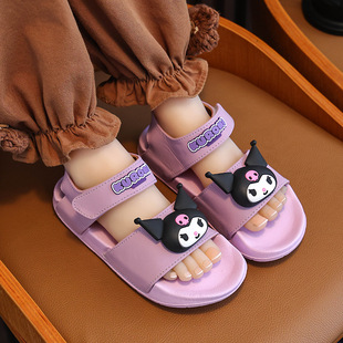 Genuine Sanrio Girls Sandals Summer New Children's Beach Shoes Non-Slip Soft Sole Lightweight Girls Princess Sandals