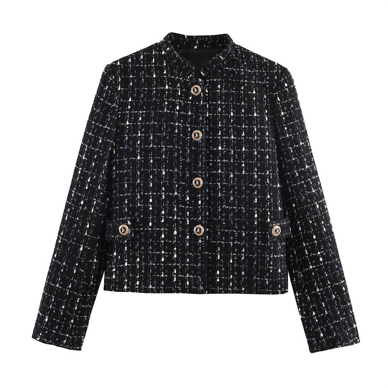 Foreign Trade 2026 Spring New Style European and American Style Women's Fashionable, Elegant and Versatile High-Neck Suit Jacket 2293650