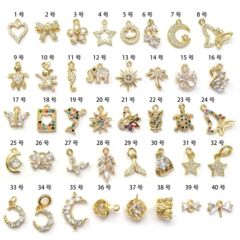 14k包みの金の小さいジルコンの部品の星の月の花の蝶の愛のペンダントdiyのネックレスの耳飾りのペンダントの材料