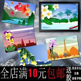 包邮各国国花图片海报卧室宿舍客厅装饰画牛皮纸相框相片纸挂墙壁