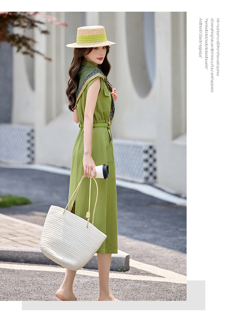 Đầm maxi nữ cổ bẻ tay ngắn dáng suông kèm khăn lụa AH8635 — Màu ảnh chi tiết 13