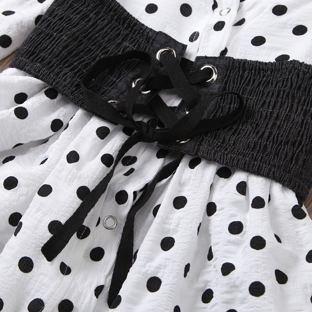 2024 Set für Mädchen im Prominentenstil, gewebte Strickjacke aus reiner Baumwolle mit V-Ausschnitt + elastische Jeanskrawatte_voghion.com