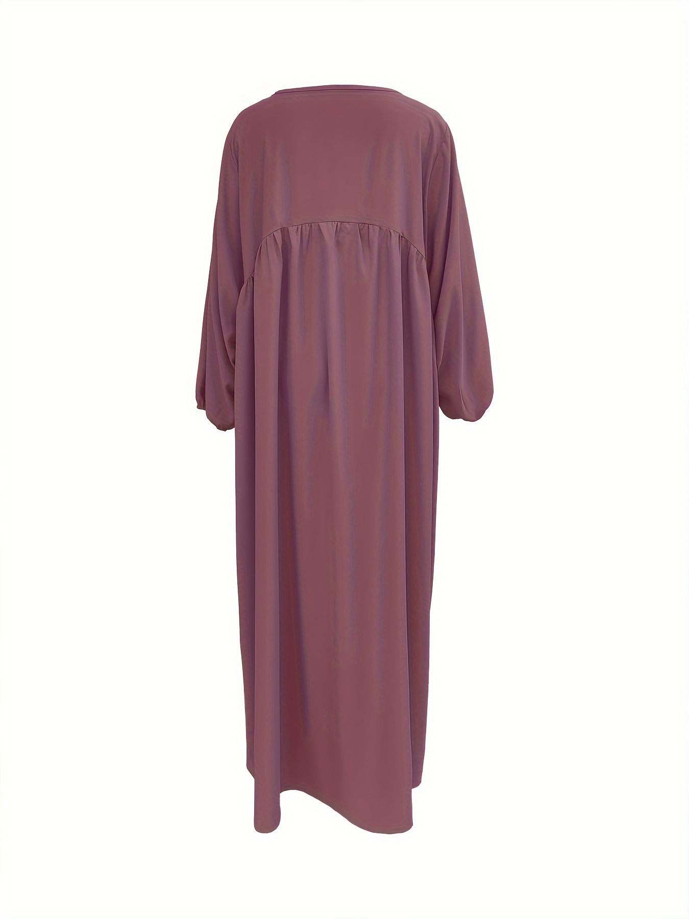 2025 New Cross-Border Middle Eastern Arab Women's Clothing: Patchwork Long-Sleeved Solid Color Loose Dress For Women_ecoleips.com