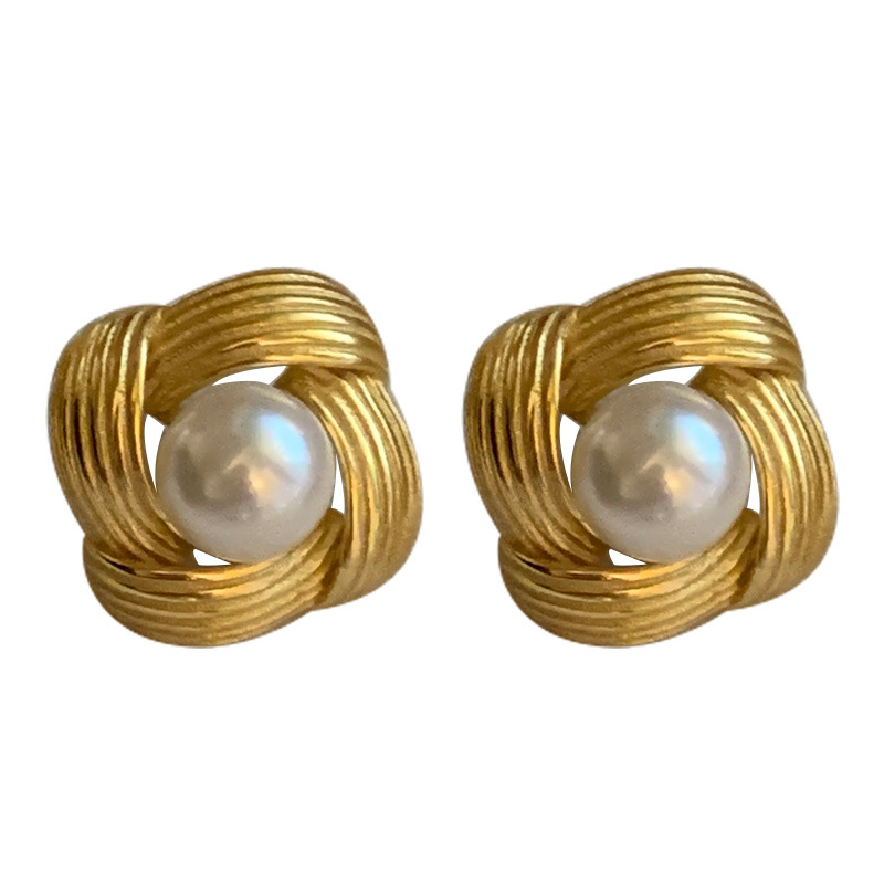 Brincos de pérola em prata de lei estilo hepburn luxo_voghion.com