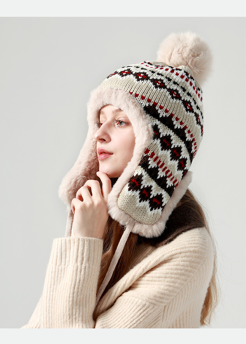 Kaninchenfellimitat mit plüschiger dicker Lei Feng-Mütze, koreanische Herbst-Winter-Version, warmer Gehörschutz, Radfahren im Freien_voghion.com