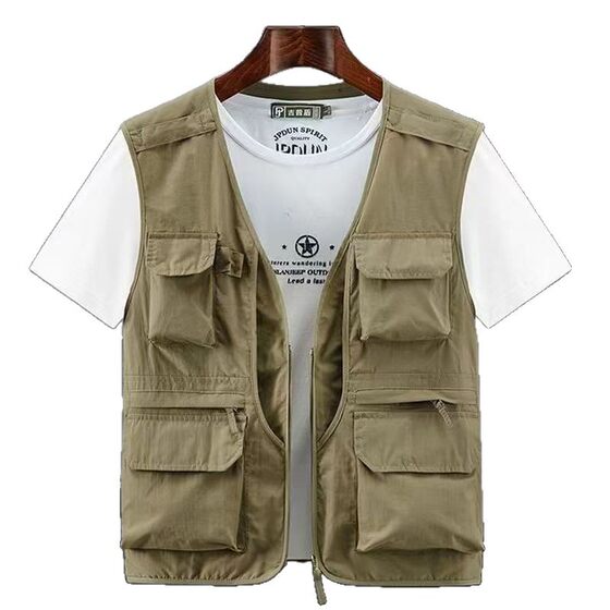 Spring 2023 New Style Workwear Multi-pocket V-neck Casual Fishing Photography Sleeveless Waistcoat Thin Vest for Men