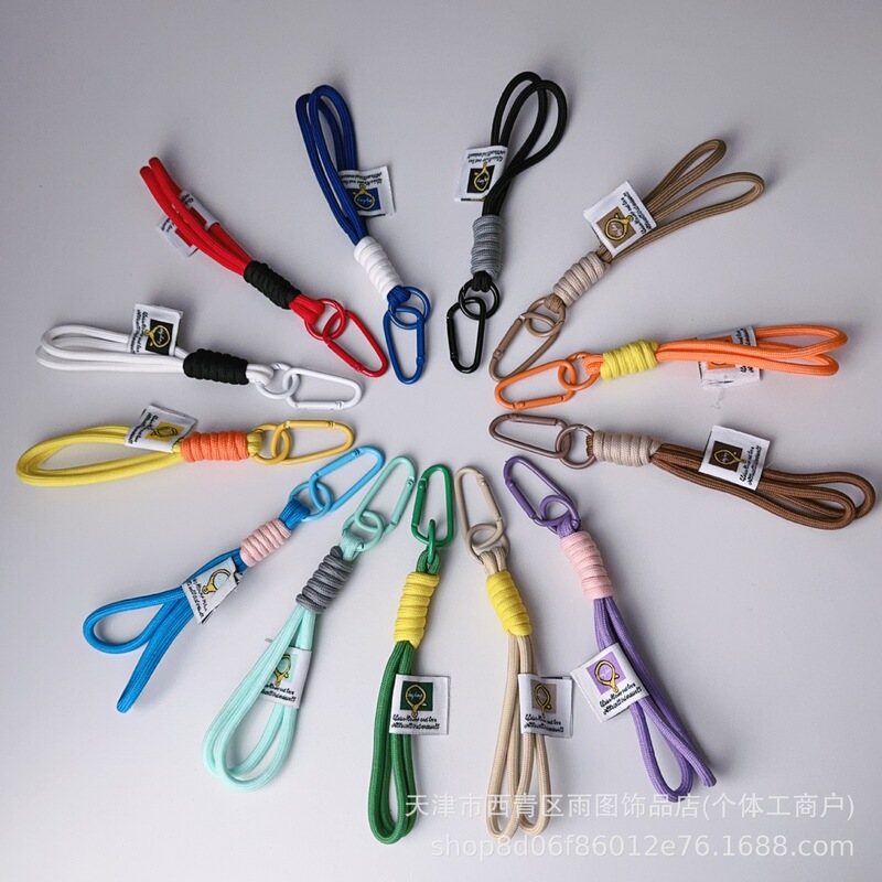 Chinese Style Ins Blind Box Accessories Plush Doll Pendant Nylon Woven Fabric Rope Unisex Keychain Carabiner