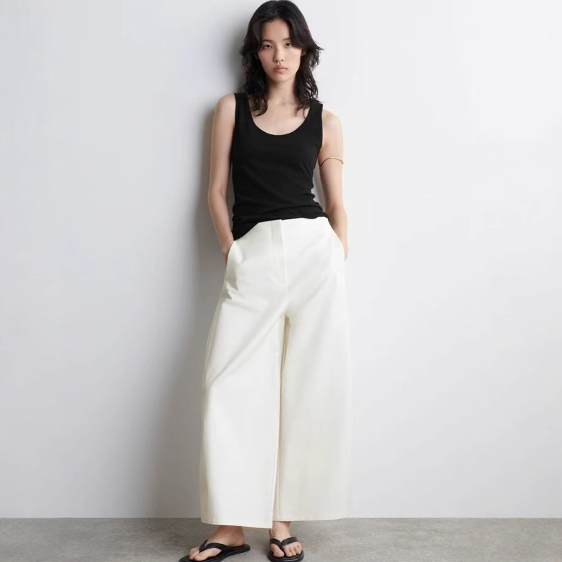 Cos Style Women's Clothing Mall Same Style Casual Barrel-Shaped Cotton Blend Ankle-Length Pants 2025 Summer New Products