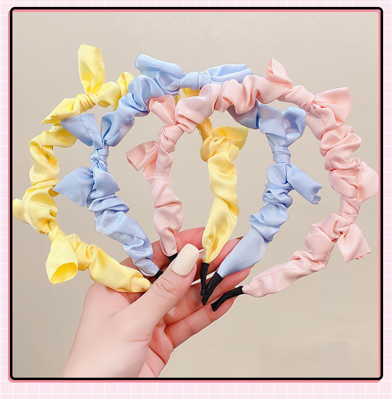 Fashion Simple Fabric Knotted Bow Women's Solid Color Hairpin Hair Accessories Headband display picture 3