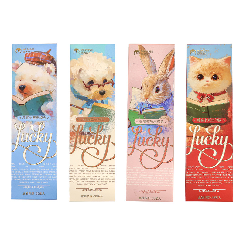 Mr. Paper Marcador en caja Moonlight Reading Club Series Dibujos animados Palabras lindas Estudiantes Marca de lectura de alto valor