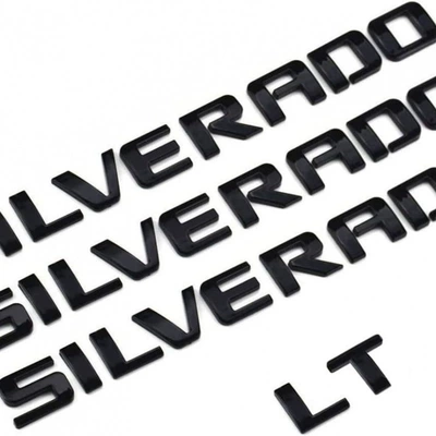 Suitable for Chevrolet Silverado Lt 4-Piece Car Logo Abs Modified Labeling Door Logo Tail Box Logo (Car logo) - silver-4-piece-set