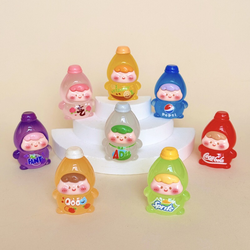 夜光吨吨崽崽果汁汽水 DIY树脂摆件潮玩萌粒可爱卡通配件直播盲袋|undefined