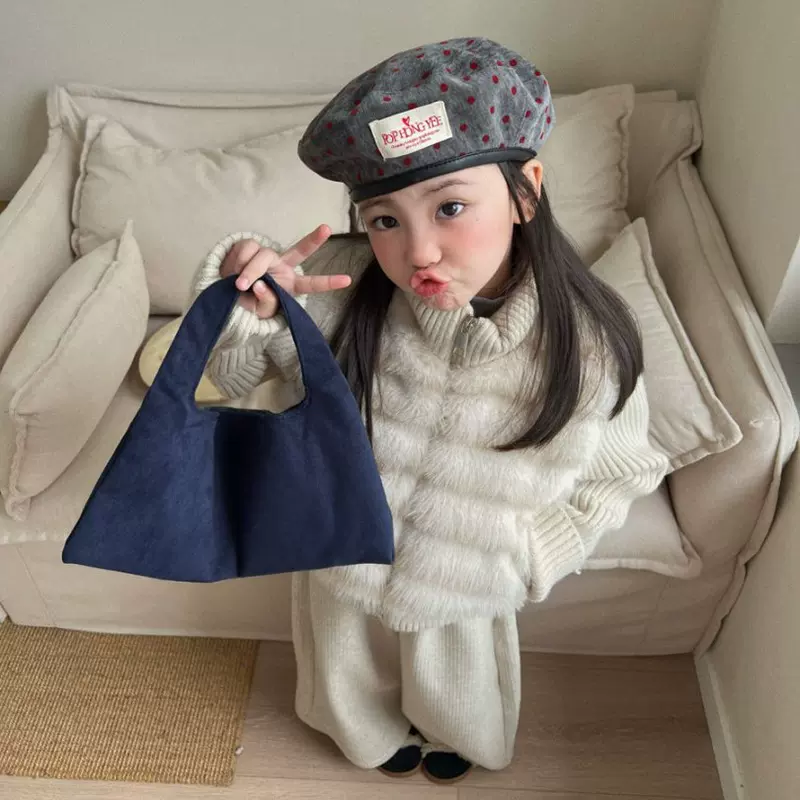 女童秋冬新款套装2025女宝宝洋气仿皮草夹棉外套加绒休闲裤两件套