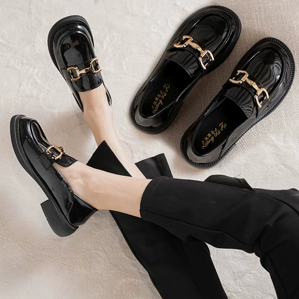 398-8 patent leather flat bottom 3cm soft leather soft bottom