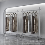 衣架落地服装店女装展示不锈钢童装陈列货架直播间移动挂衣杆带轮