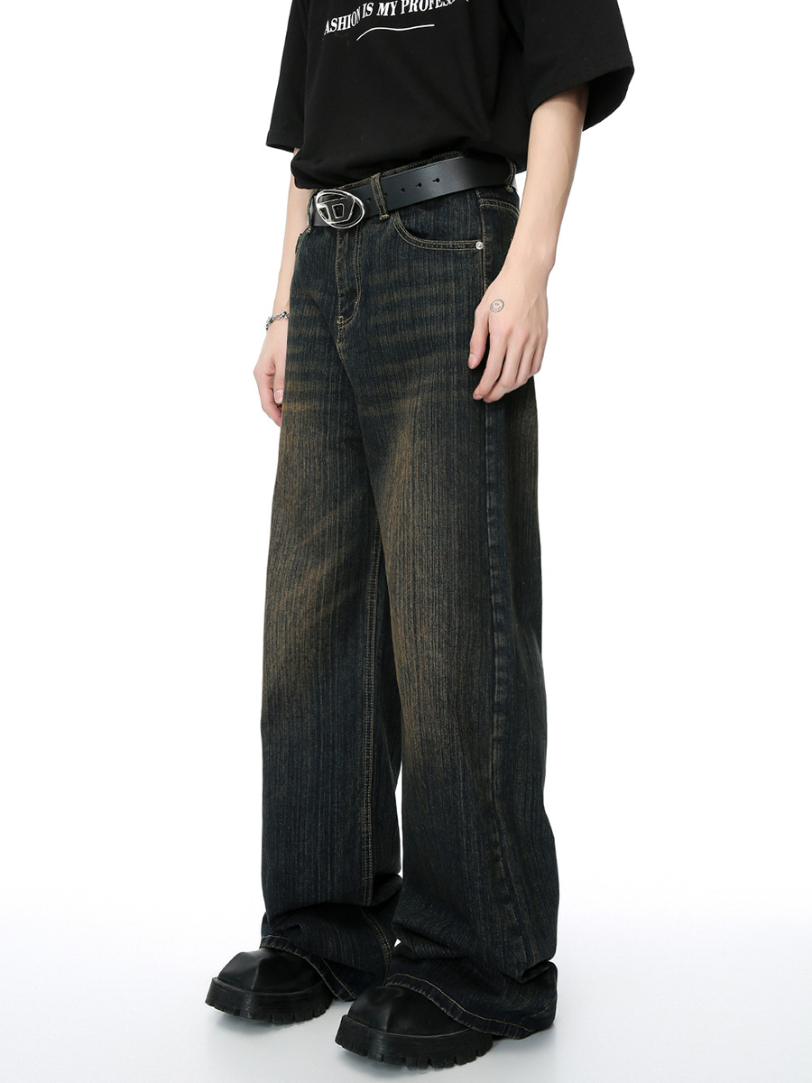 Ropa para hombre MTLCLOTHES | Jeans de Mezclilla Desgastados con Diseño Vintage de Bambú para las Cuatro Estaciones, Estilo Urbano y Moderno