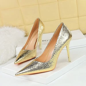 9511-38 Retro European and American Style Banquet High Heels Women's Shoes Metal Heels High Heels Shallow Mouth Poi