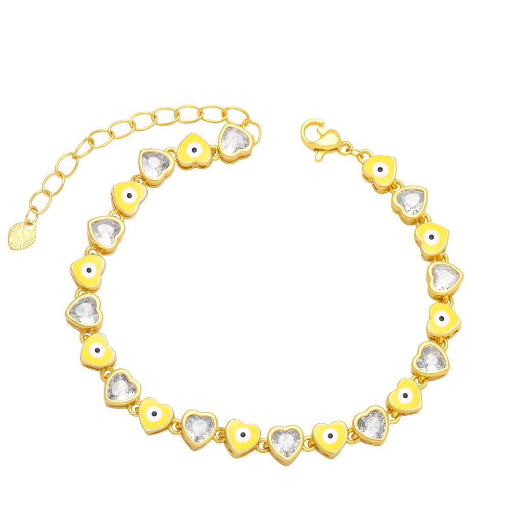Fashion Copper Heart shape Eyes Bracelet Daily Zircon Copper Bracelets