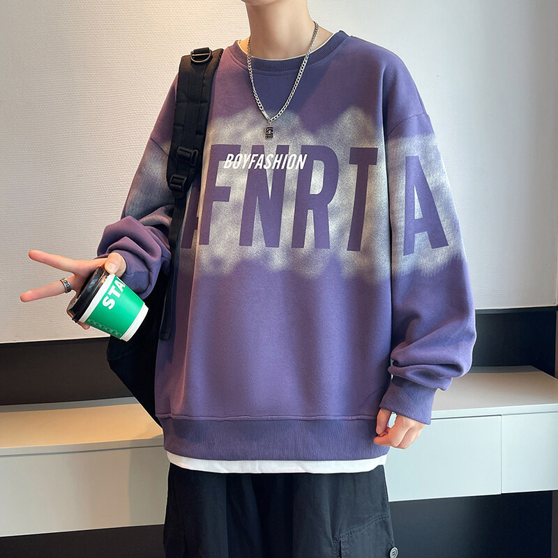 青少年丸首カジュアルパーカー男性春秋学生ゆったり潮牌長袖底上着|undefined