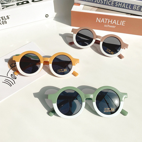 Children's sunglasses, cross-border girls' round-frame sun glasses, multi-color baby sun protection sunglasses, stylish and versatile sunshades.