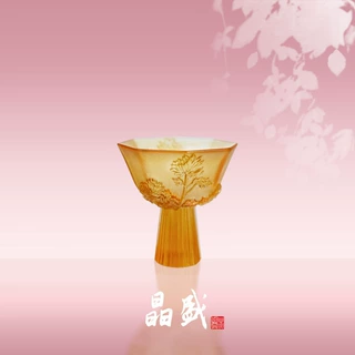 厂家定制 古法琉璃梅兰竹菊四色八方茶杯 隔热高足茶具春节定制