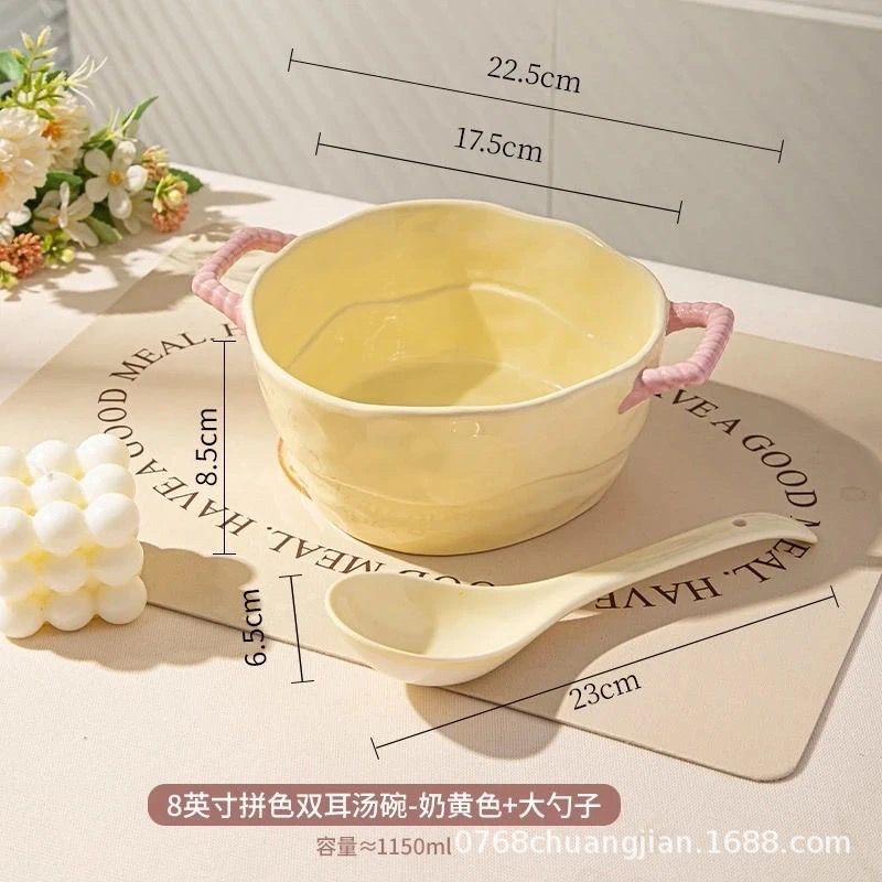 双耳汤碗螺蛳粉泡面碗家用陶瓷碗水果沙拉碗学生宿舍个人家用|undefined