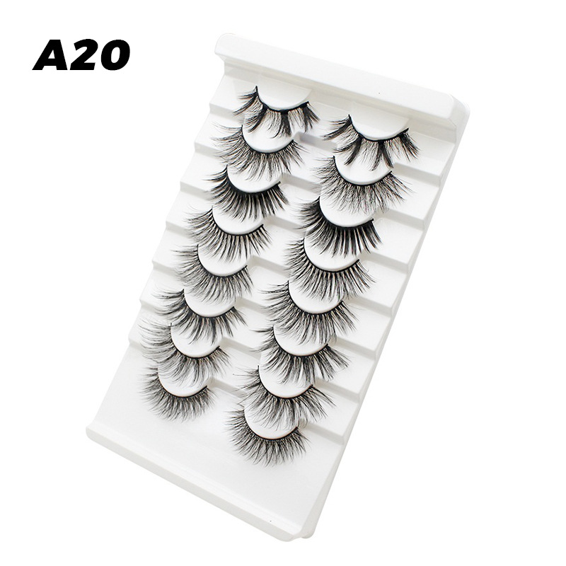 DINGSEN fuente transfronteriza fábrica pestañas falsas 8 pares de pestañas naturales gruesas de gran volumen LOGO