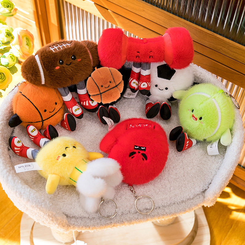 Sports Ball Small Pendant, Cute Plush Toy Doll, Sports Football Bag Pendant, Keychain Doll Play