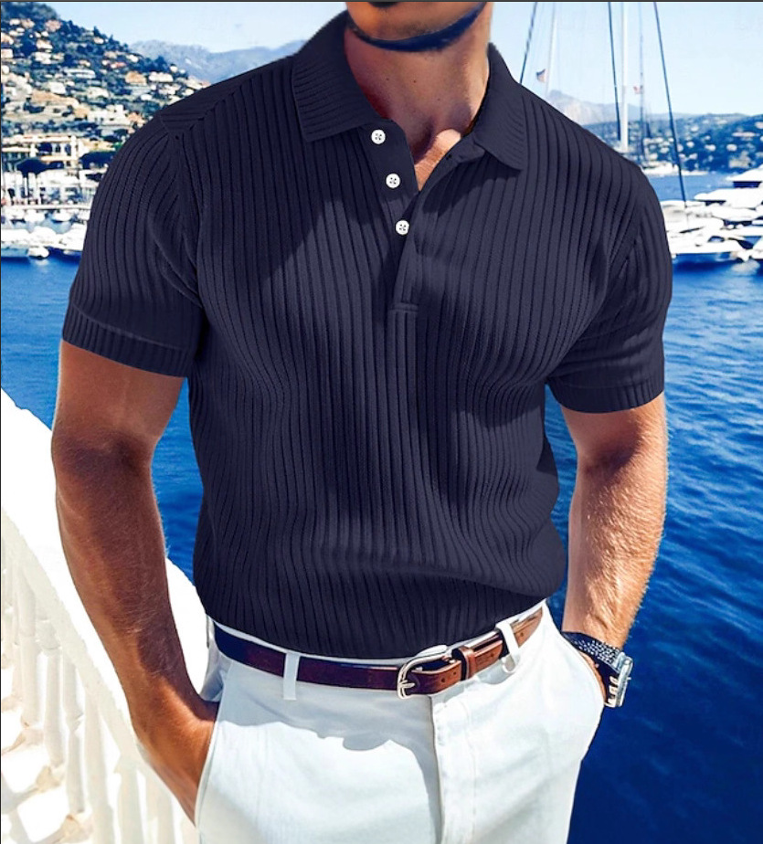 Polo hombre performance transpirable corte slim cuello en v_voghion.com