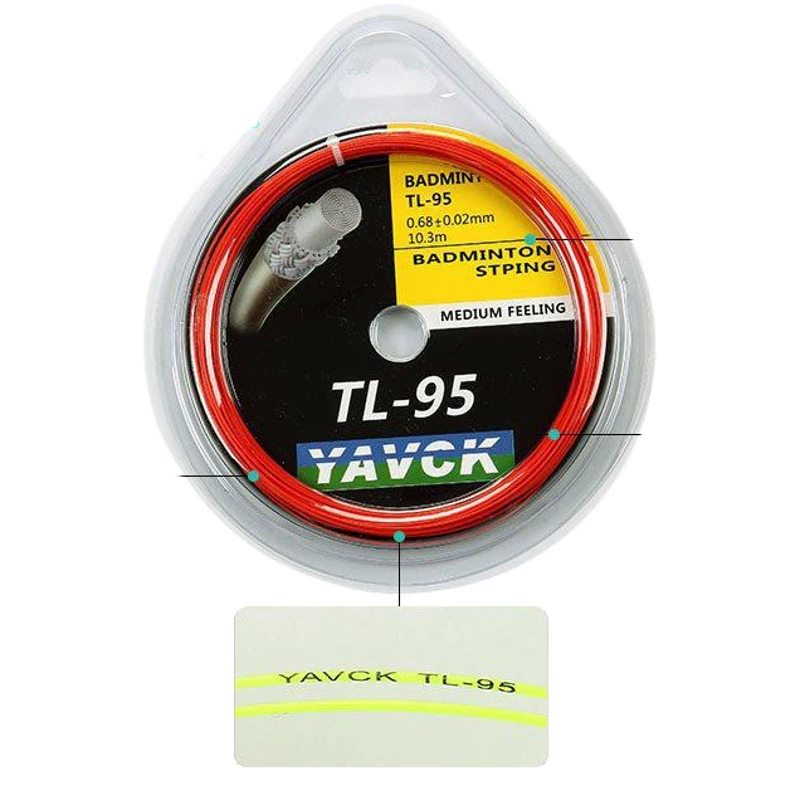 Оптовая продажа YAVCK Yakik, ракетка для бадминтона, высокая эластичность, TL95, прочная струна для мячей 65, струна для тренировок в тренажерном зале и соревнований